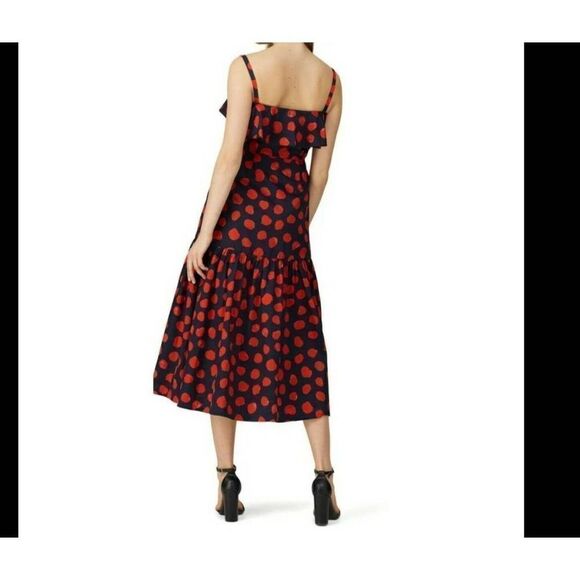 Borgo De Nor Florence Dress Red and Blue Polka Dot Long Maxi Sz UK8 US 4 - Picture 2 of 7